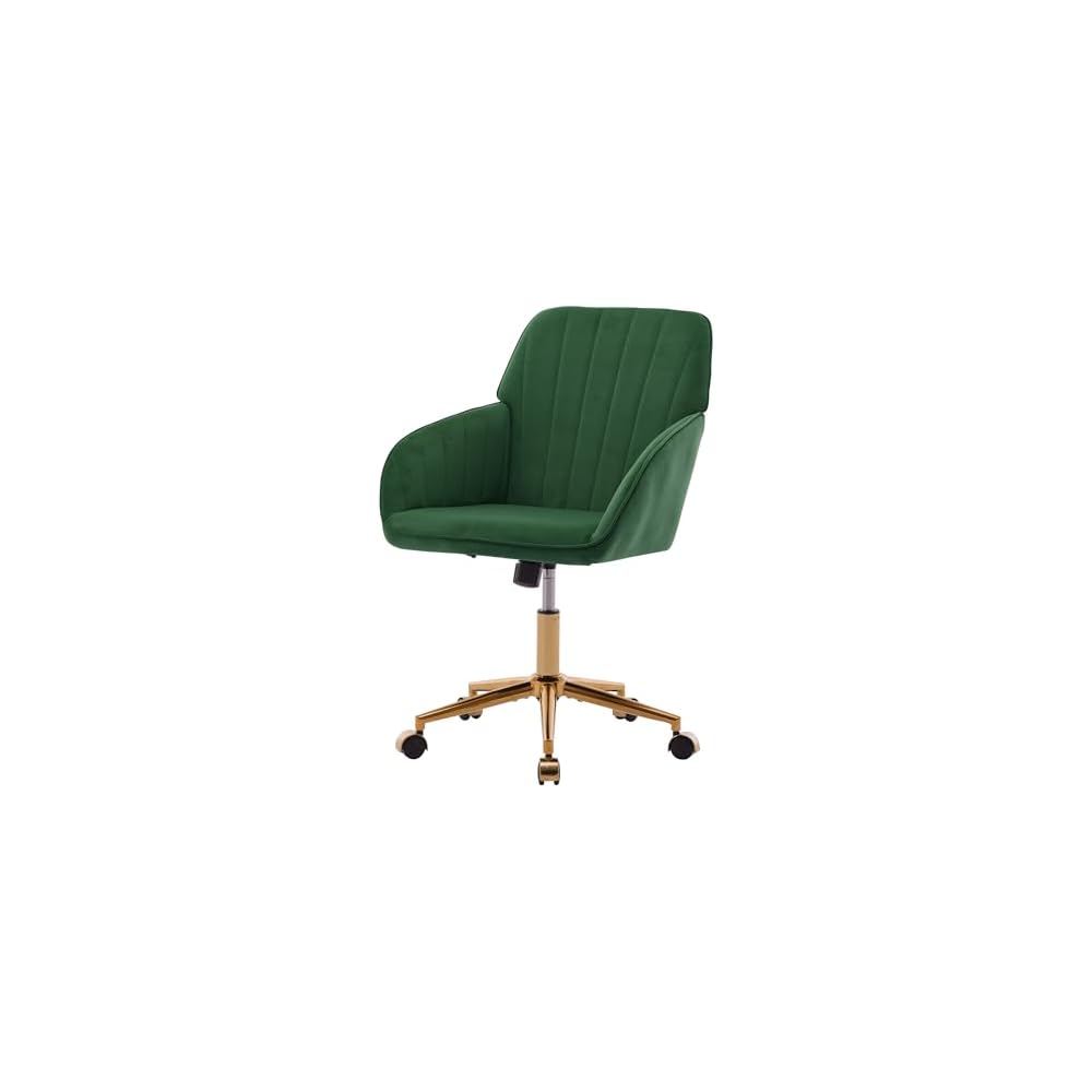 Green Velvet Swivel Vanity Makeup Chair with Wheels