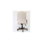 Pemberly Row Tufted Swivel Executive Office Chair, 43-47 in Height, Champagne Velvet Upholstery, Driftwood Finish, Adjustable High Back Design, Brass Casters, Traditional Style for Office Use