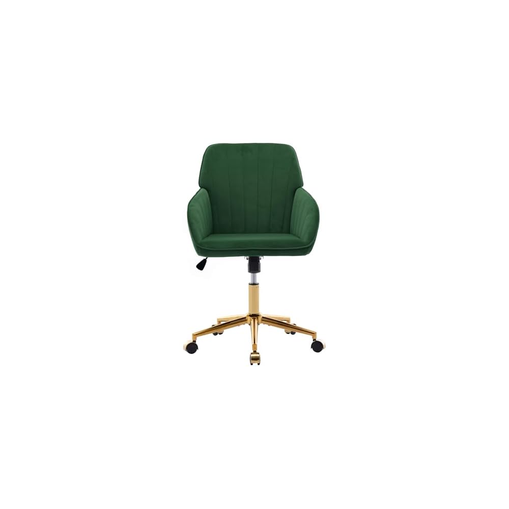 Green Velvet Swivel Vanity Makeup Chair with Wheels