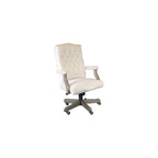 Pemberly Row Tufted Swivel Executive Office Chair, 43-47 in Height, Champagne Velvet Upholstery, Driftwood Finish, Adjustable High Back Design, Brass Casters, Traditional Style for Office Use