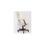 Pemberly Row Tufted Swivel Executive Office Chair, 43-47 in Height, Champagne Velvet Upholstery, Driftwood Finish, Adjustable High Back Design, Brass Casters, Traditional Style for Office Use