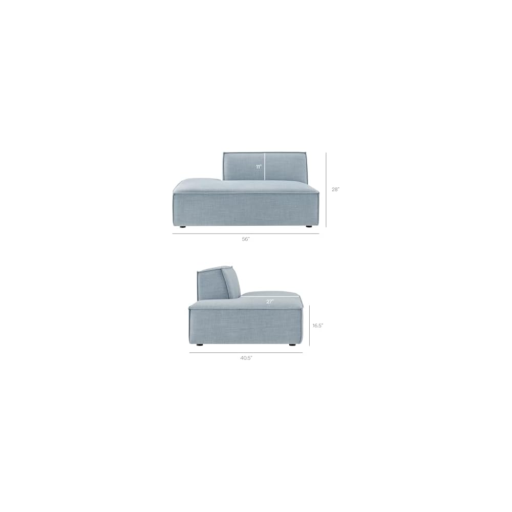 Modway Restore Performance Fabric Upholstered 2-Piece Modular Loveseat in Sky – Low Profile Sectional Sofa with Right-Facing Armchair and Left-Facing Armless Chaise