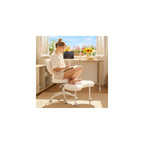 Ergonomic ADHD Criss Cross Legged Office Desk Chair - Meditation Kneeling Yoga Chair Adjustable Height with Wheels Lumbar Support, 360° Swivel Wider Footrest for Home Work, White