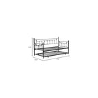 Convertible Modern Twin Size Metal Daybed Couch Pull Out Trundle Sofa Bed 2 in 1 Convertible Sleeper Daybed Sofa Bed Frame for Bedroom Living Room Guest Room Office Black One Size