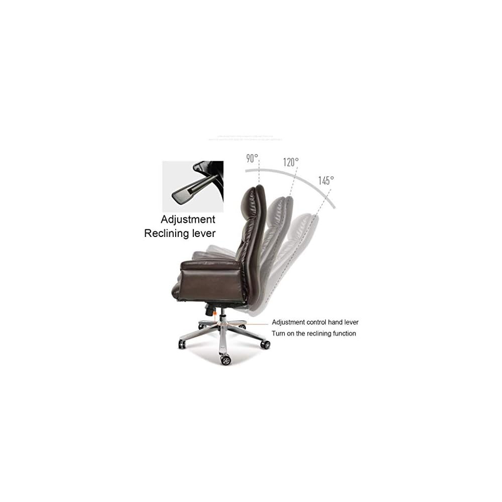 Executive Office Chair Big and Tall Tilt Function Swivel Computer Chair PU Leather Simple Comfortable Sedentary Boss Chair (Color : Gray Size : Cowhide) (Black Cowhide)