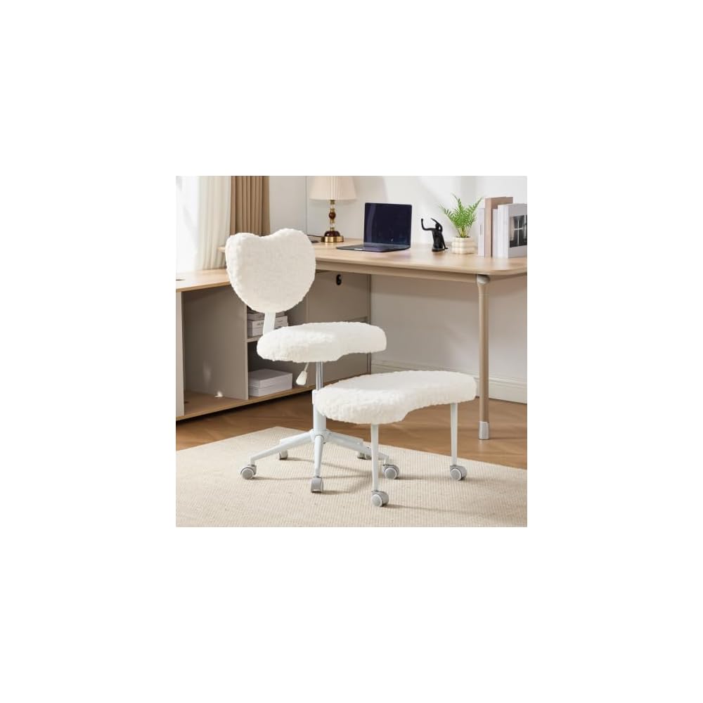 Ergonomic ADHD Criss Cross Legged Office Desk Chair - Meditation Kneeling Yoga Chair Adjustable Height with Wheels Lumbar Support, 360° Swivel Wider Footrest for Home Work, White