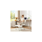 Ergonomic ADHD Criss Cross Legged Office Desk Chair - Meditation Kneeling Yoga Chair Adjustable Height with Wheels Lumbar Support, 360° Swivel Wider Footrest for Home Work, White