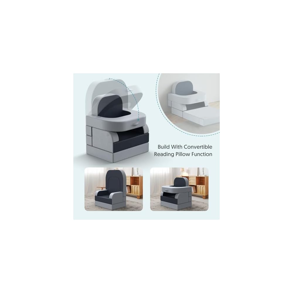Folding Sofa Bed Memory Foam Convertible Reading Pillow Fold Out Sleeper Chair Bed Foldable Mattress Futon Couch Lounge Removable Cover for Living Room Guest Use Home Office