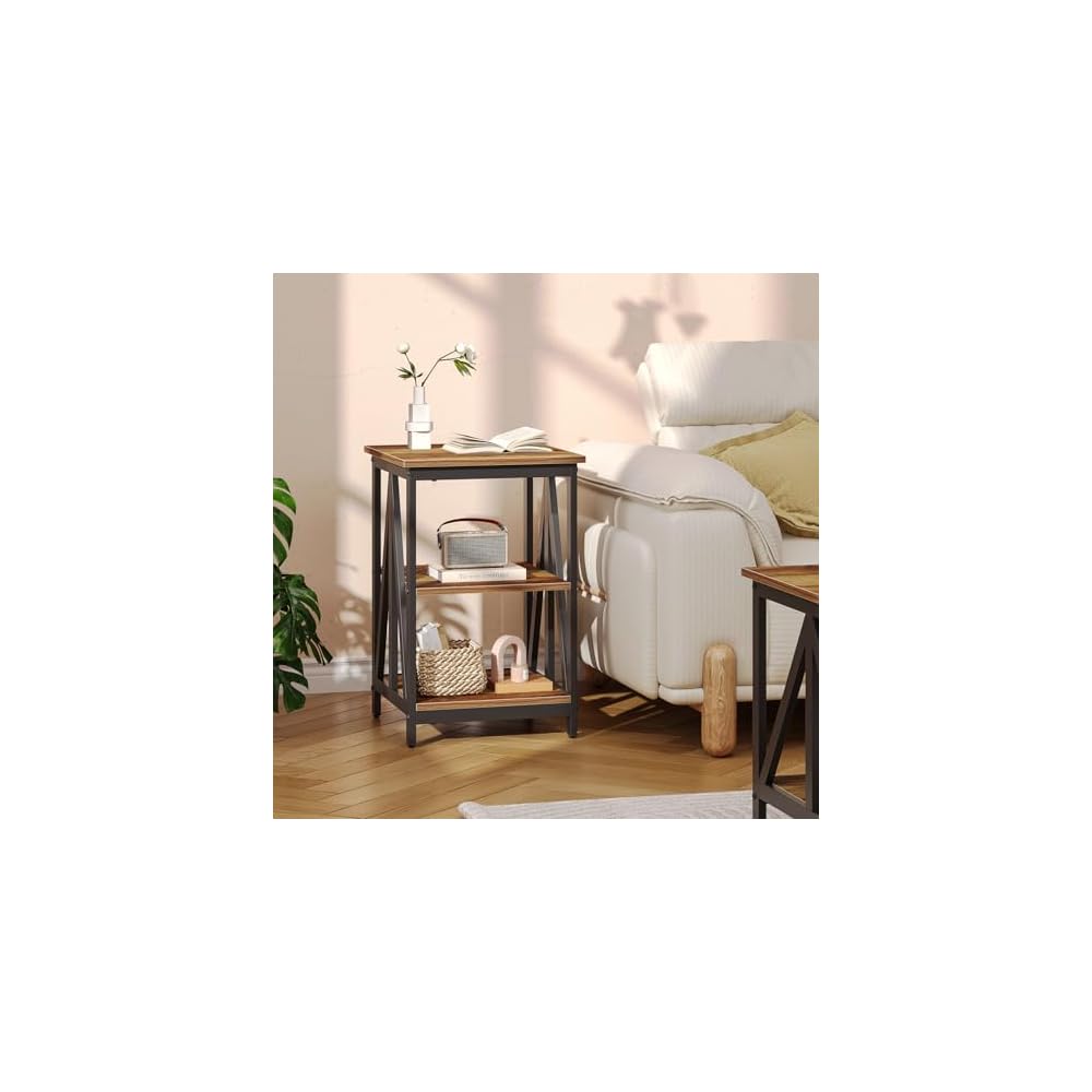 Bigbiglife Living Room Coffee Table Set of 3, Industrial X-Design Coffee Table and 2 End Side Tables, 3 Piece Living Room Table Set with Large Storage for Apartment Home (Black)