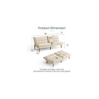 LINSY Home 66" Futon Sofa Bed, Corduroy Futon Couch with 3-Position Adjustable Backrest, Solid Wood Legs, Convertible Small Sofa Bed for Living Room, Apartment, Dorm, Beige