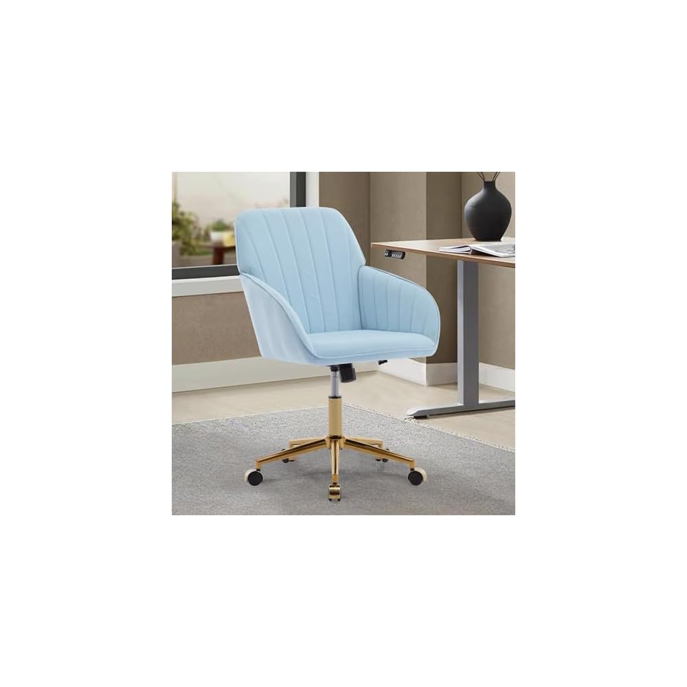 Green Velvet Swivel Vanity Makeup Chair with Wheels