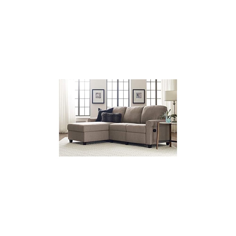 Serta Copenhagen Reclining Sectional with Left Storage Chaise - Oatmeal
