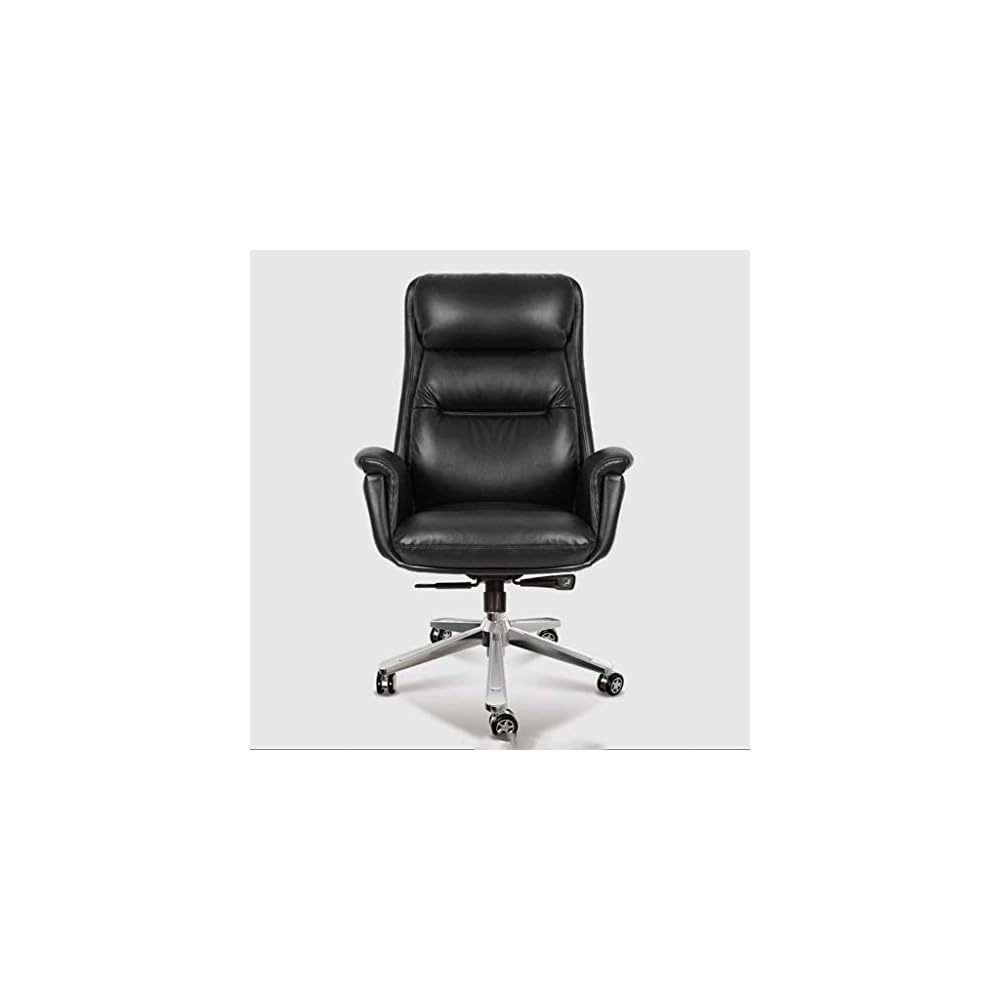 Executive Office Chair Big and Tall Tilt Function Swivel Computer Chair PU Leather Simple Comfortable Sedentary Boss Chair (Color : Gray Size : Cowhide) (Black Cowhide)