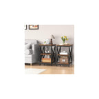 Bigbiglife Living Room Coffee Table Set of 3, Industrial X-Design Coffee Table and 2 End Side Tables, 3 Piece Living Room Table Set with Large Storage for Apartment Home (Black)