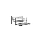 Convertible Modern Twin Size Metal Daybed Couch Pull Out Trundle Sofa Bed 2 in 1 Convertible Sleeper Daybed Sofa Bed Frame for Bedroom Living Room Guest Room Office Black One Size