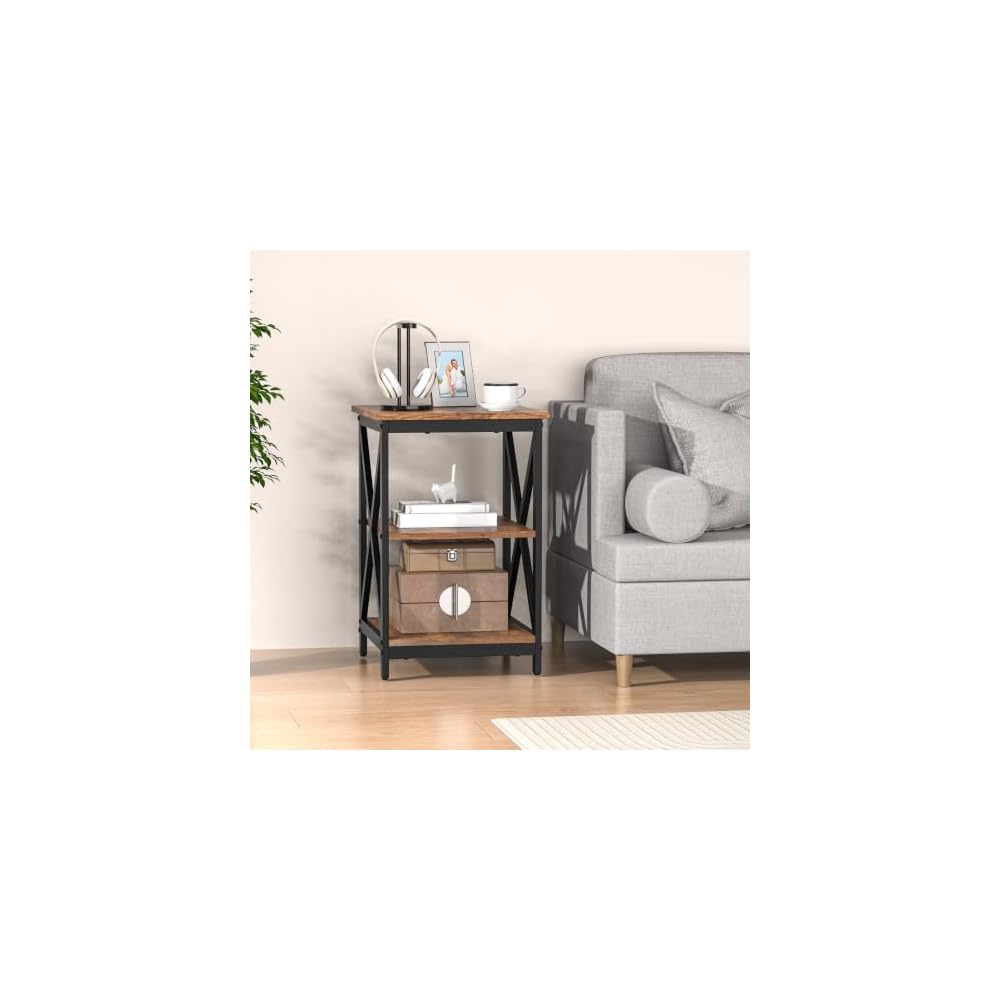 Bigbiglife Living Room Coffee Table Set of 3, Industrial X-Design Coffee Table and 2 End Side Tables, 3 Piece Living Room Table Set with Large Storage for Apartment Home (Black)