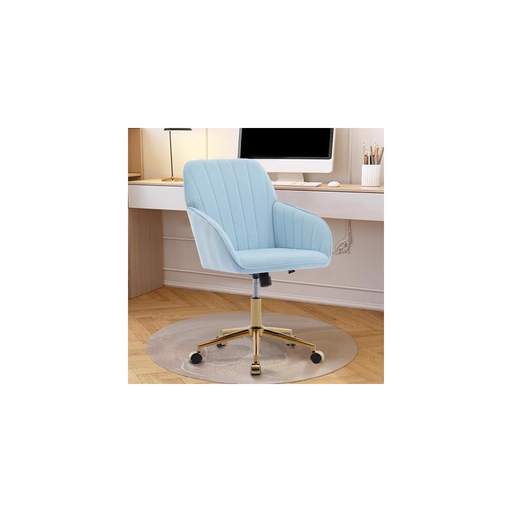 Green Velvet Swivel Vanity Makeup Chair with Wheels