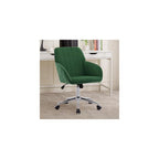 Green Velvet Swivel Vanity Makeup Chair with Wheels