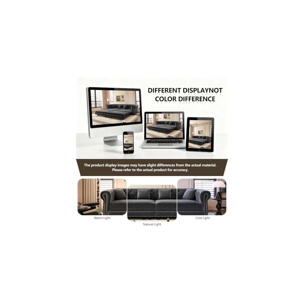 Chesterfield Sofa,89" 3-in-1 Pull-Out Sofa Bed,Convertible Sleeper Sofa Bed