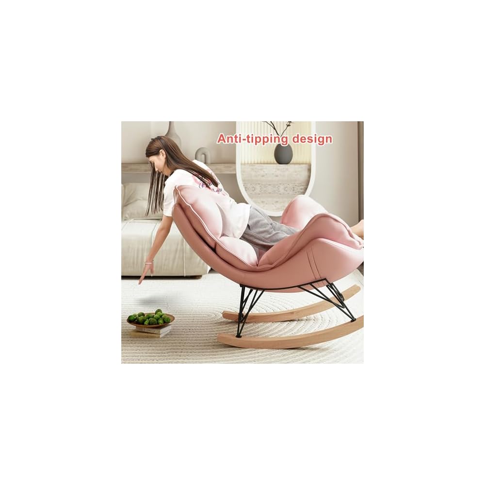 aby Nursery with Ottoman Mid Century Modern Rocker Recliner for Living Room Leather Armchair for Comfortable Leisure Time