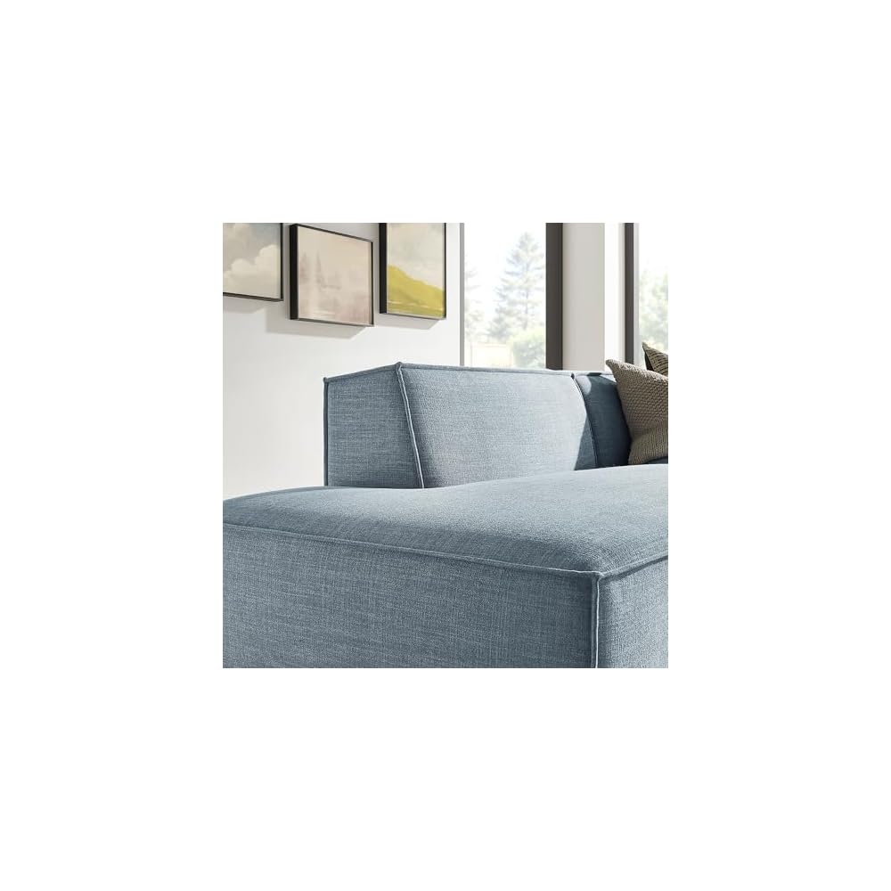 Modway Restore Performance Fabric Upholstered 2-Piece Modular Loveseat in Sky – Low Profile Sectional Sofa with Right-Facing Armchair and Left-Facing Armless Chaise