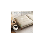 LINSY Home 66" Futon Sofa Bed, Corduroy Futon Couch with 3-Position Adjustable Backrest, Solid Wood Legs, Convertible Small Sofa Bed for Living Room, Apartment, Dorm, Beige