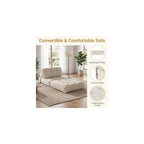 KOMFOTT Convertible Folding Sofa Bed with Pillow (Beige)