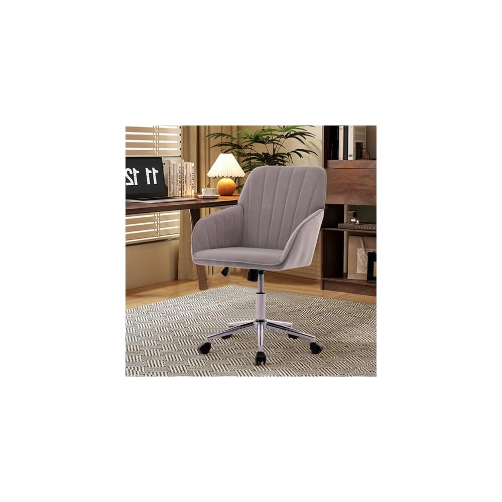 Green Velvet Swivel Vanity Makeup Chair with Wheels