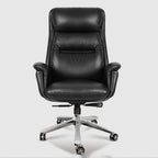 Executive Office Chair Big and Tall Tilt Function Swivel Computer Chair PU Leather Simple Comfortable Sedentary Boss Chair (Color : Gray Size : Cowhide) (Black Cowhide)