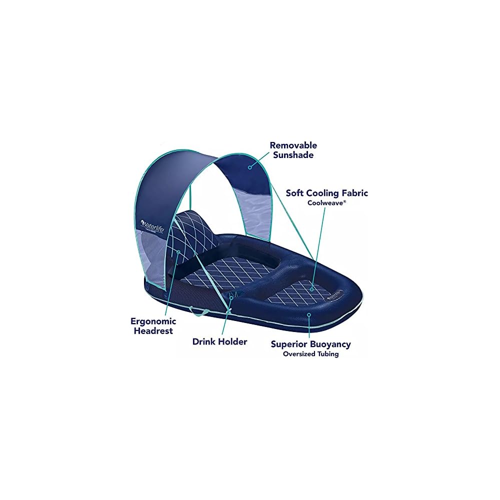 waterlife Ultimate Sunshade Recliner Fabric mesh Covered Pool Lounge