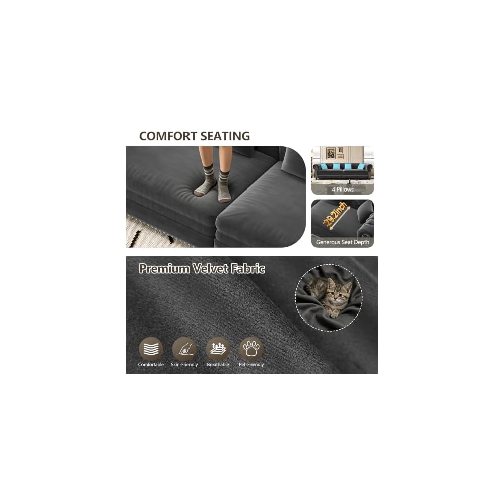 Chesterfield Sofa,89" 3-in-1 Pull-Out Sofa Bed,Convertible Sleeper Sofa Bed
