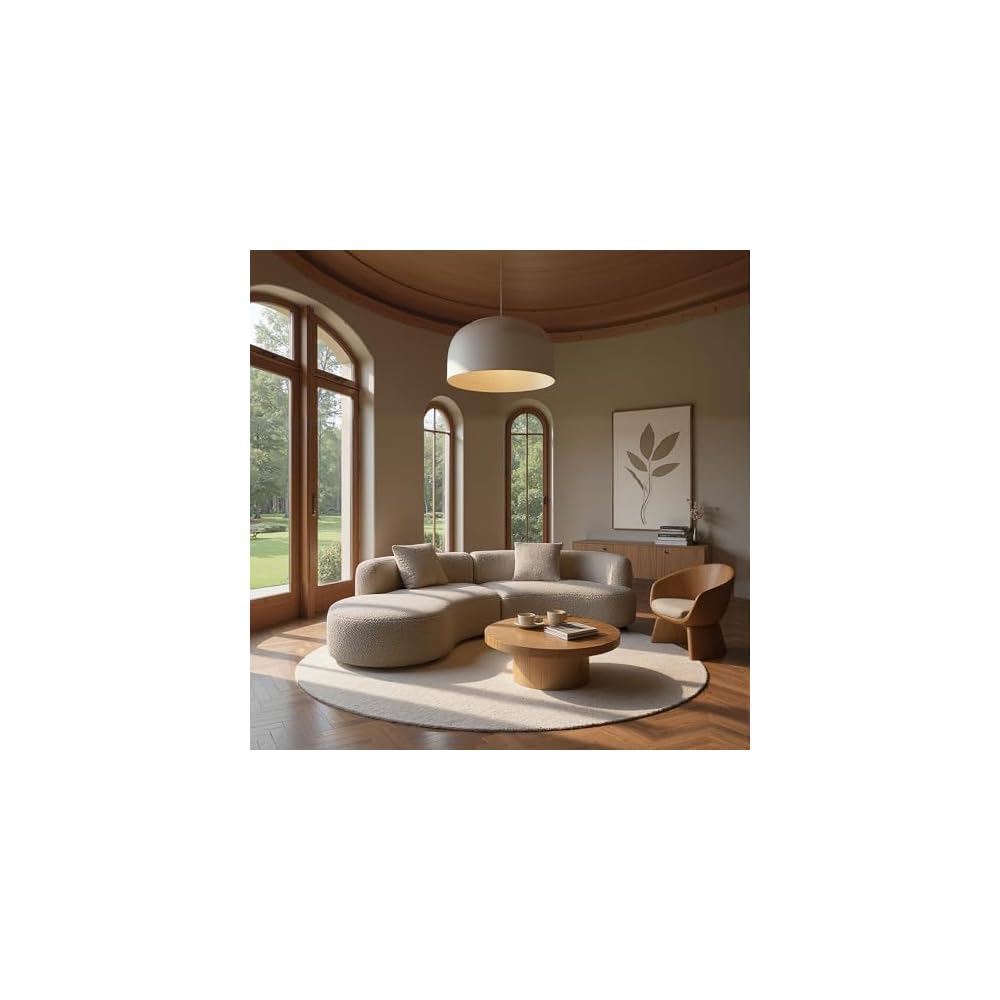 Acanva Modern Curved Living Room Sofa Fabric Swatch, Boucle-Light Coffee