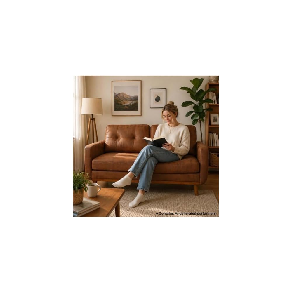 Light Brown Small Office Couch, 65" Mid Century Modern Loveseat Sofa for Small Spaces, Comfy Mini Cloud Couch for Bedroom, Vintage Two Seater Couch for Living Room Apartment (Light Brown)