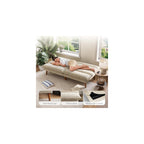 LINSY Home 66" Futon Sofa Bed, Corduroy Futon Couch with 3-Position Adjustable Backrest, Solid Wood Legs, Convertible Small Sofa Bed for Living Room, Apartment, Dorm, Beige