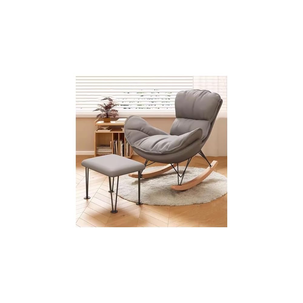 aby Nursery with Ottoman Mid Century Modern Rocker Recliner for Living Room Leather Armchair for Comfortable Leisure Time