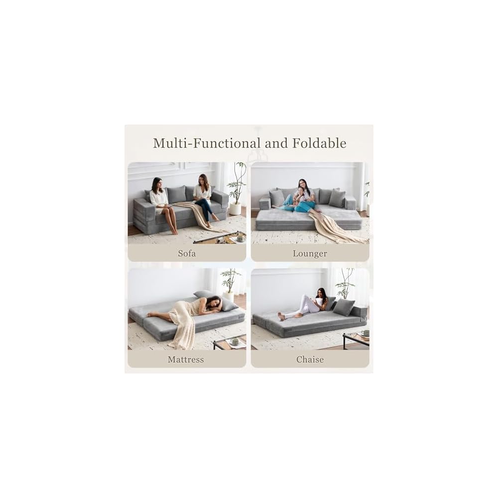 79" Convertible Folding Sofa Bed Queen, Sleeper Sofa Couch with Armrest