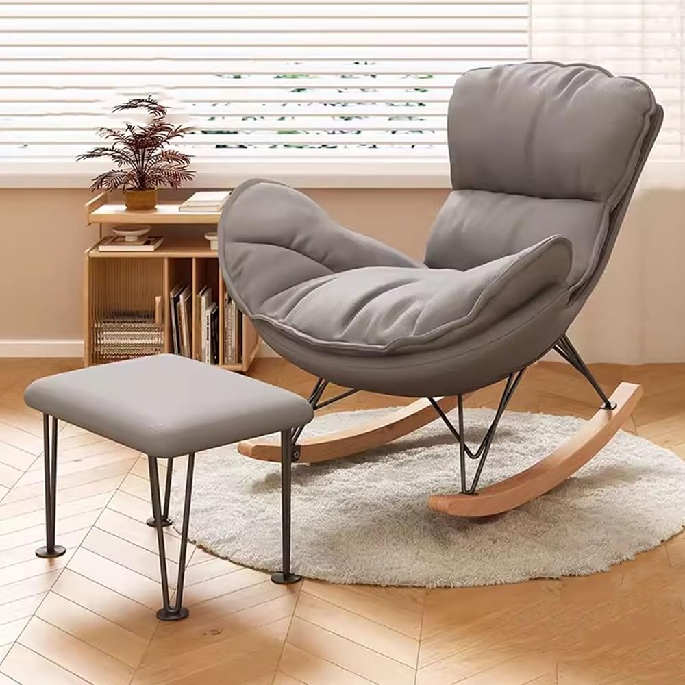 aby Nursery with Ottoman Mid Century Modern Rocker Recliner for Living Room Leather Armchair for Comfortable Leisure Time