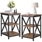 Bigbiglife Living Room Coffee Table Set of 3, Industrial X-Design Coffee Table and 2 End Side Tables, 3 Piece Living Room Table Set with Large Storage for Apartment Home (Black)