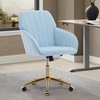 Green Velvet Swivel Vanity Makeup Chair with Wheels