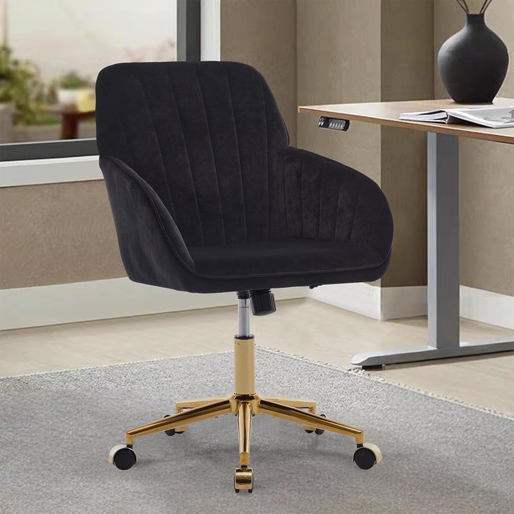 Green Velvet Swivel Vanity Makeup Chair with Wheels