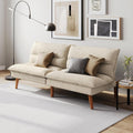 LINSY Home 66" Futon Sofa Bed, Corduroy Futon Couch with 3-Position Adjustable Backrest, Solid Wood Legs, Convertible Small Sofa Bed for Living Room, Apartment, Dorm, Beige